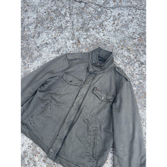 Levi's Mens XL Full Zip Snap Military Trucker Jacket Olive Pockets - Picture 2 of 5